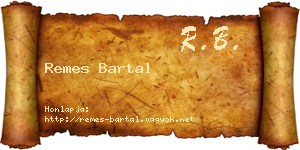 Remes Bartal névjegykártya